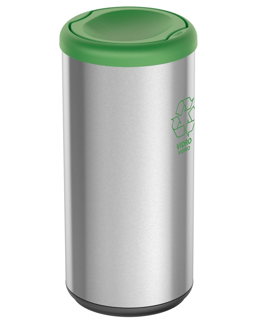 BASURERO 40L METAL RD C/T VERD CX1