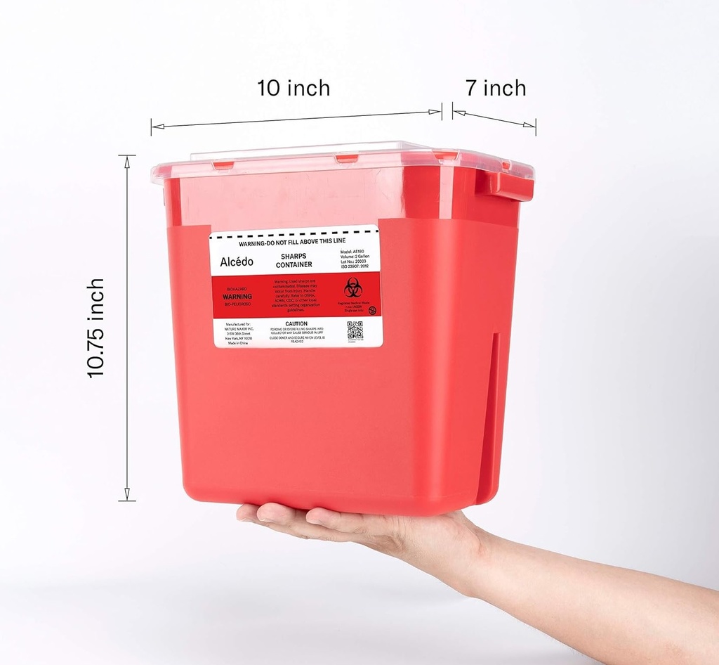 BASURERO 8L PLASTICO PUNZO CORTANTE ROJO CX1